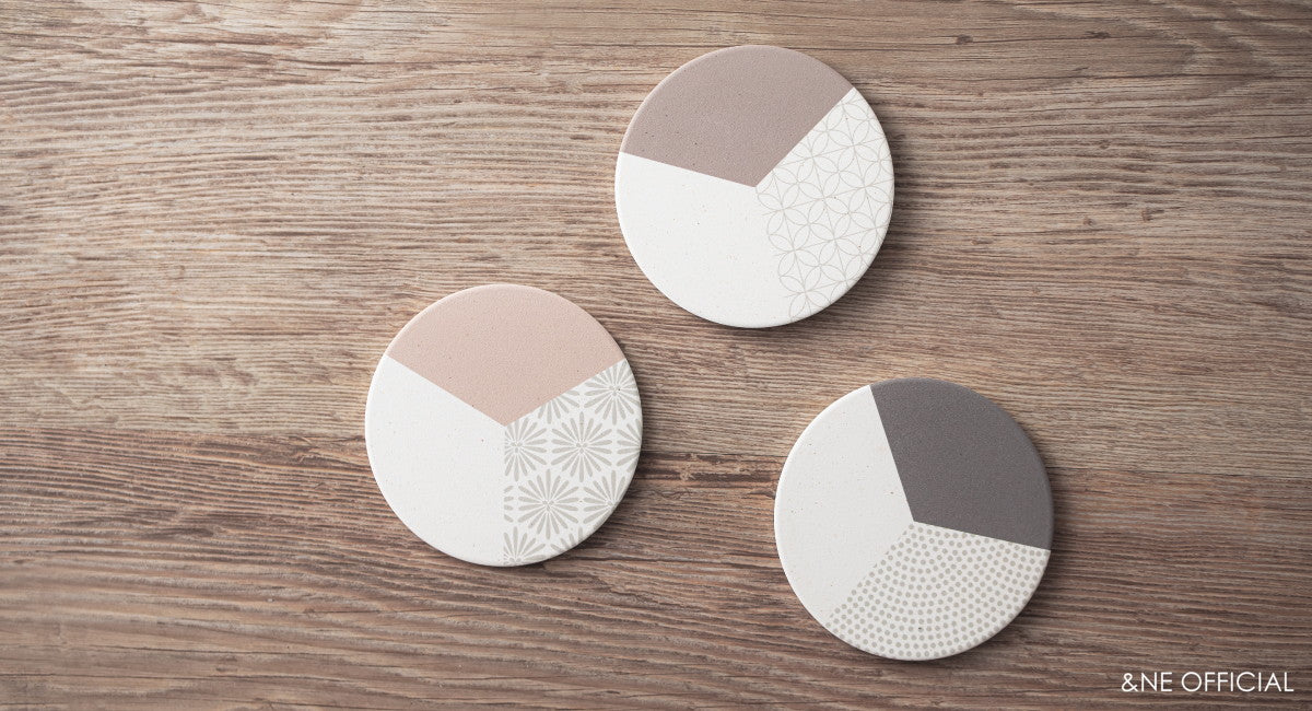 日本製陶瓷矽藻土杯墊 (6款; 2件裝) \&NE/