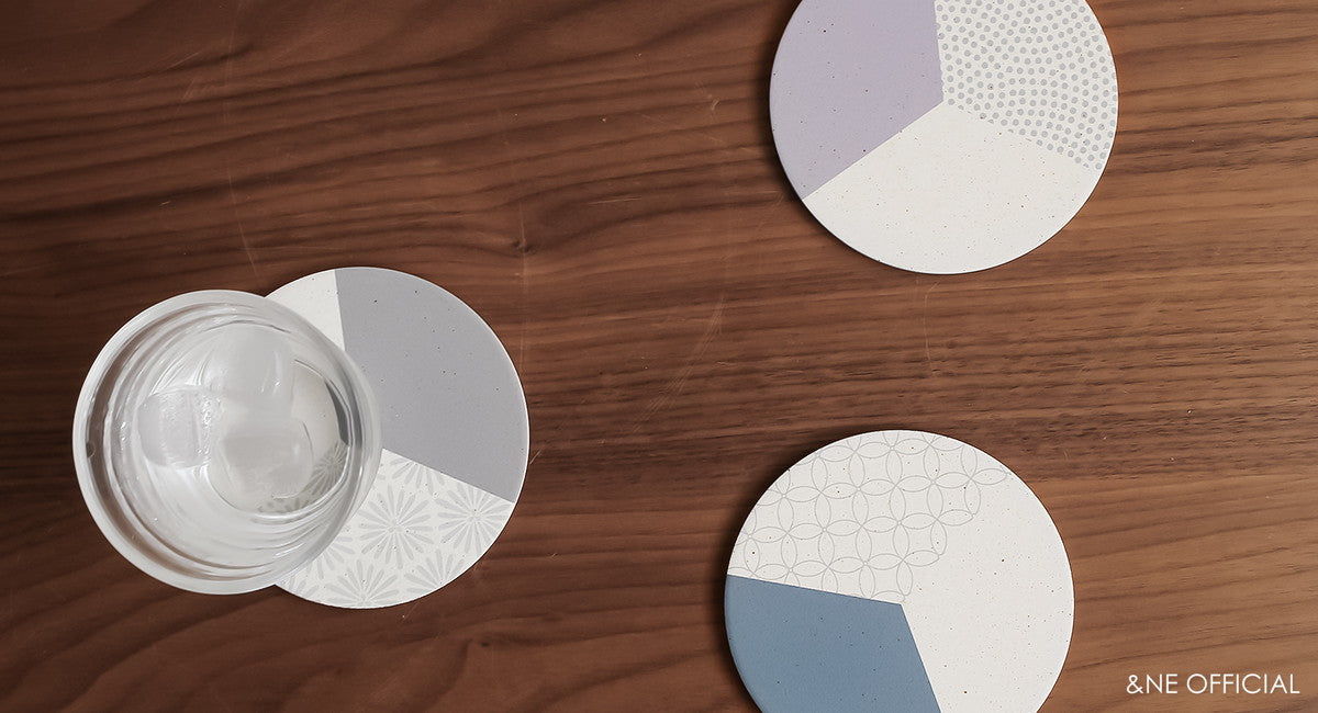 日本製陶瓷矽藻土杯墊 (6款; 2件裝) \&NE/
