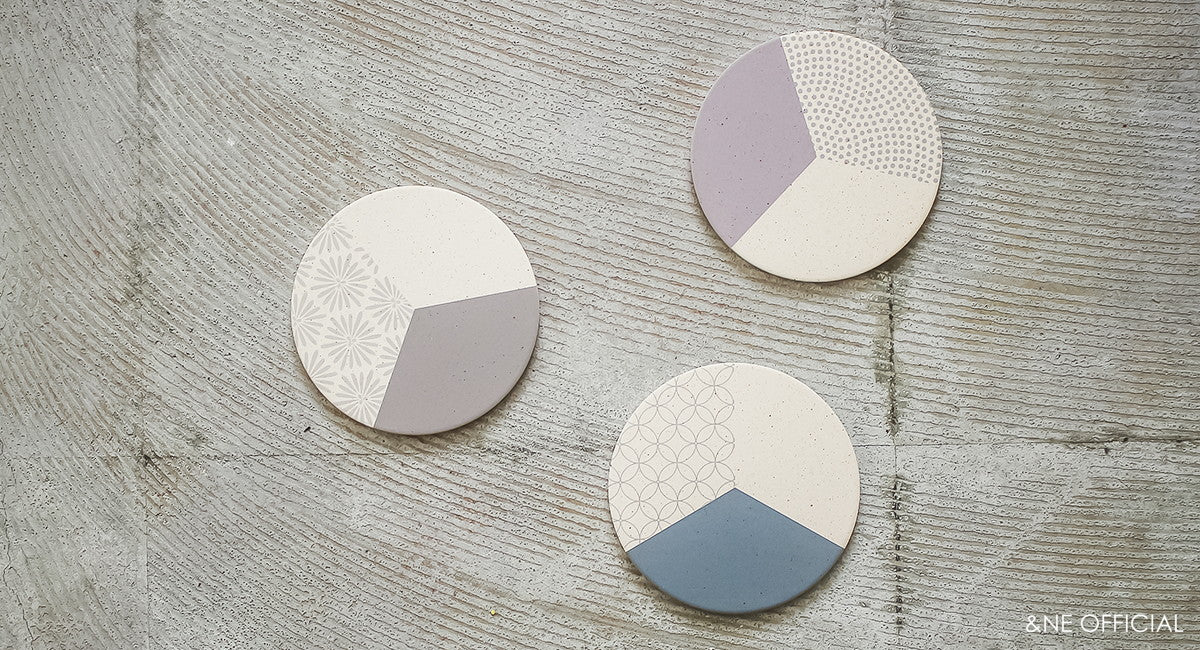 日本製陶瓷矽藻土杯墊 (6款; 2件裝) \&NE/