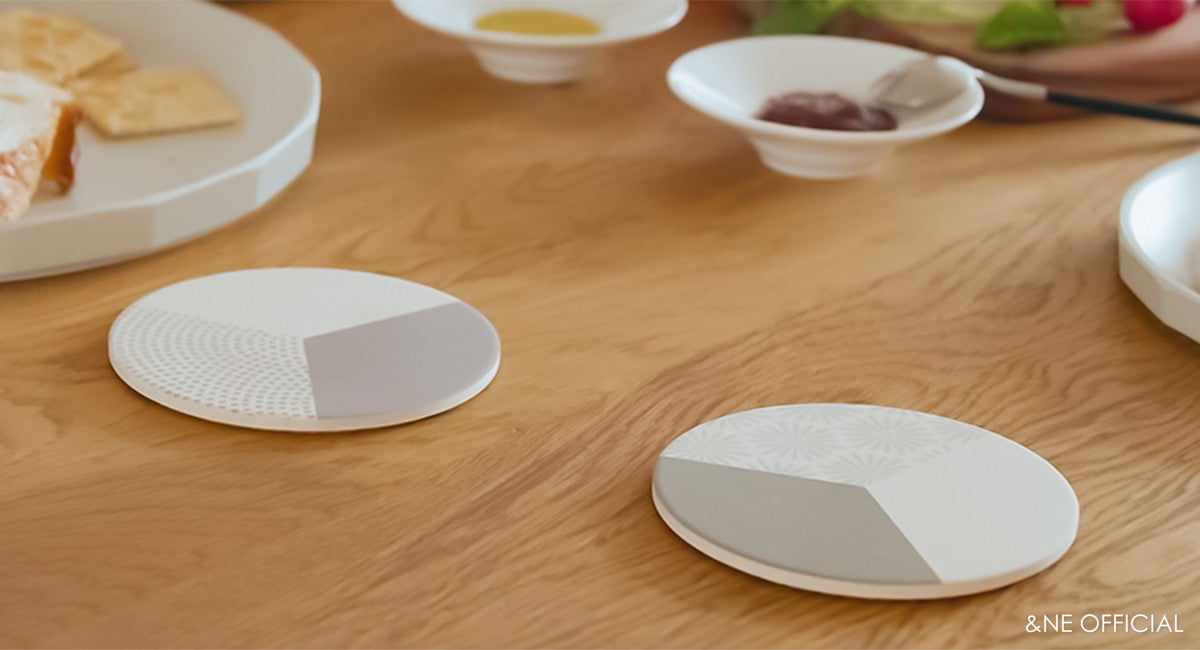 日本製陶瓷矽藻土杯墊 (6款; 2件裝) \&NE/