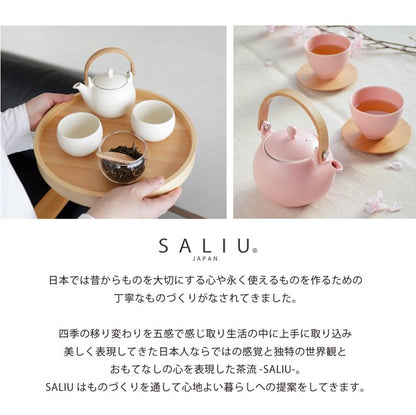 日本製SALIU木柄半啞光陶器茶壺 (330ml; 5色)